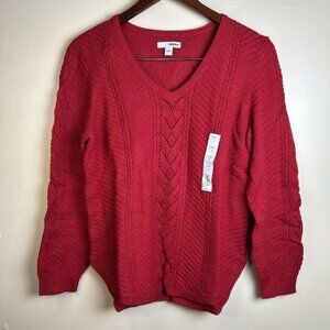 Sonoma Sweater Womens Size L Red Long Sleeve V Neck New